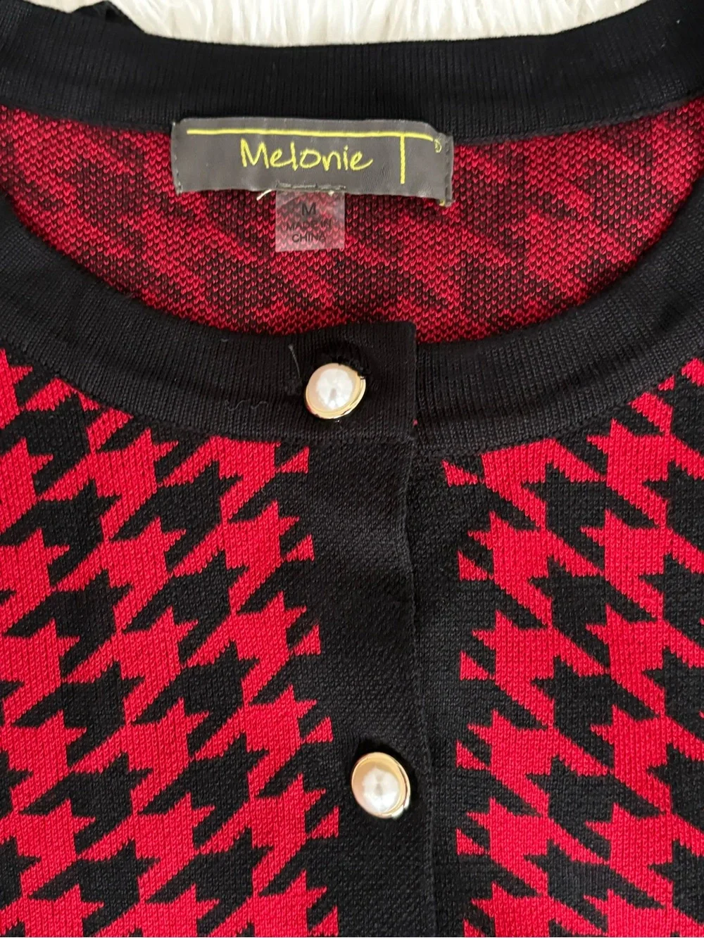 Melonie T Red & Black Houndstooth Sweater Dress & Blazer 2-Piece Set Size M - Picture 3 of 6